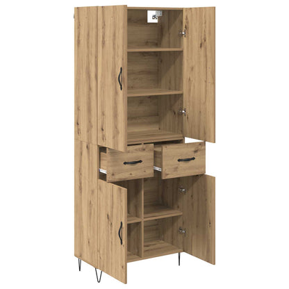 vidaXL Highboard 2 pcs Artisan Oak Engineered Wood and Glass