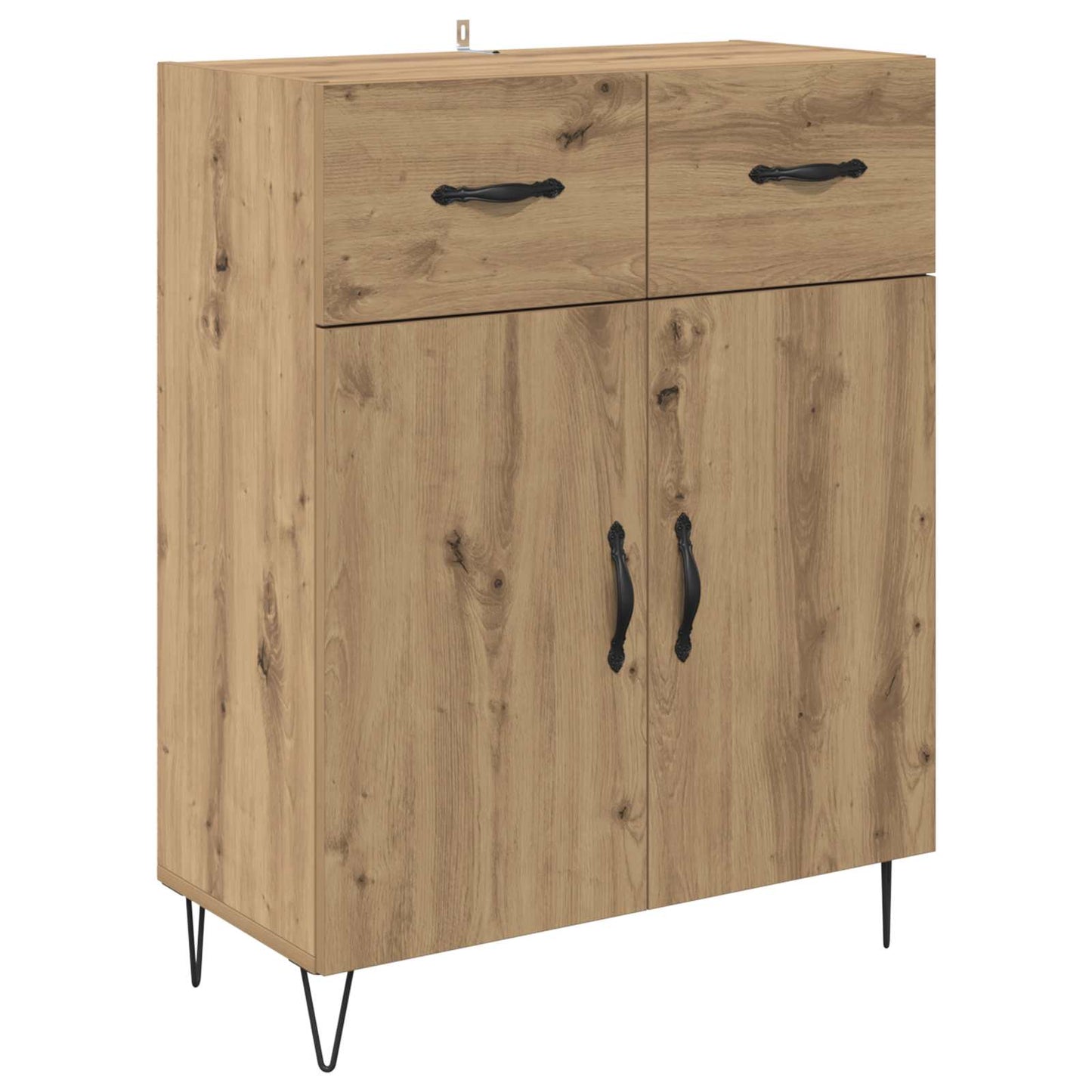 vidaXL Highboard 2 pcs Artisan Oak Engineered Wood and Glass