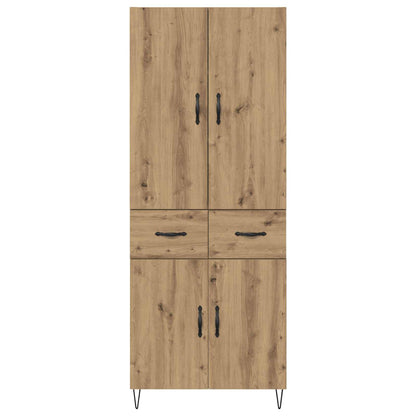 vidaXL Highboard 2 pcs Artisan Oak Engineered Wood and Glass