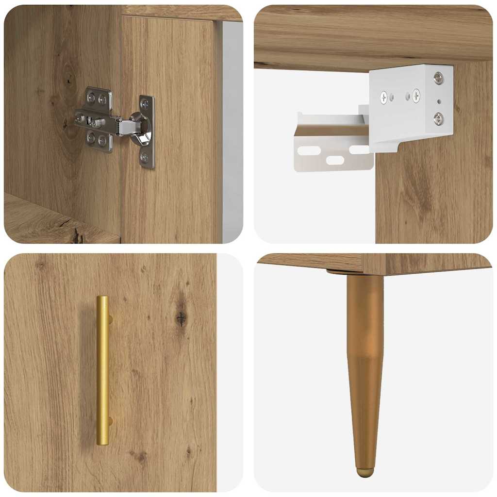 vidaXL Highboard 2 pcs Artisan Oak Glass