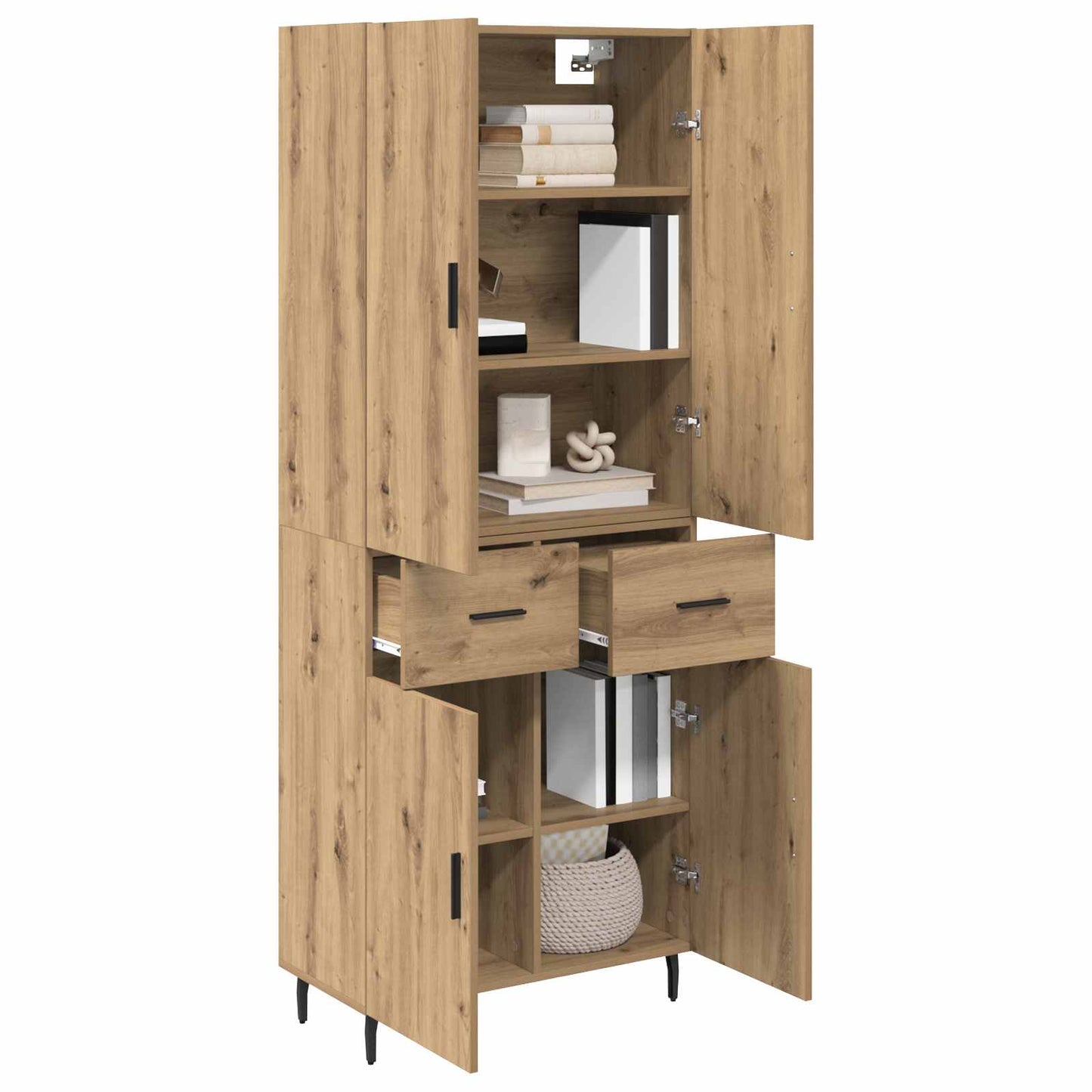 vidaXL Highboard 2 pcs Artisan Oak 69.5 x 34 x 180 cm Engineered Wood