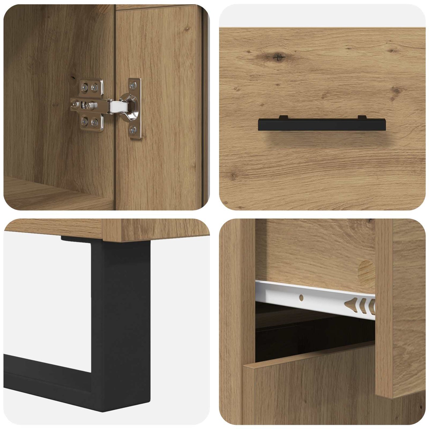 vidaXL Highboard with Drawer 2 pcs Artisan Oak Engineered Wood