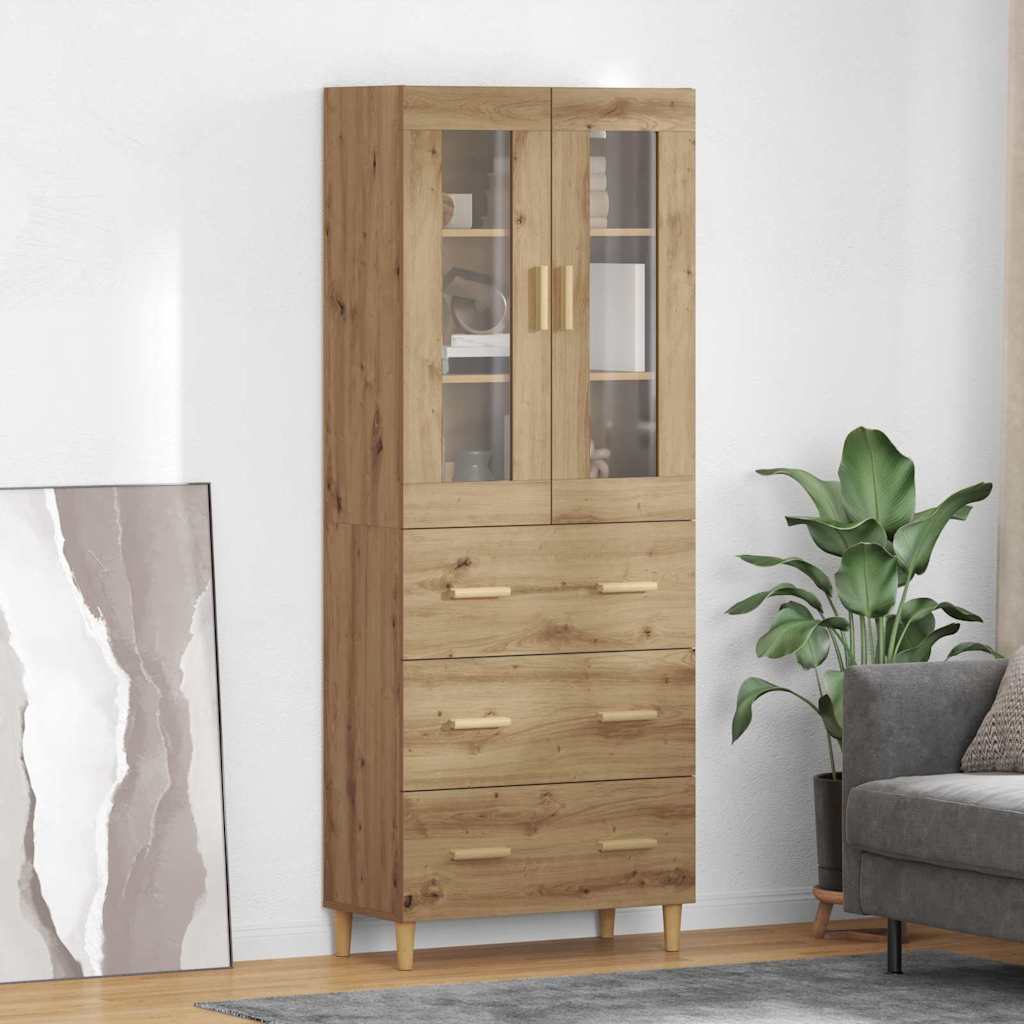 vidaXL Highboard with Drawer Artisan Oak 69.5 x 34 x 180 cm