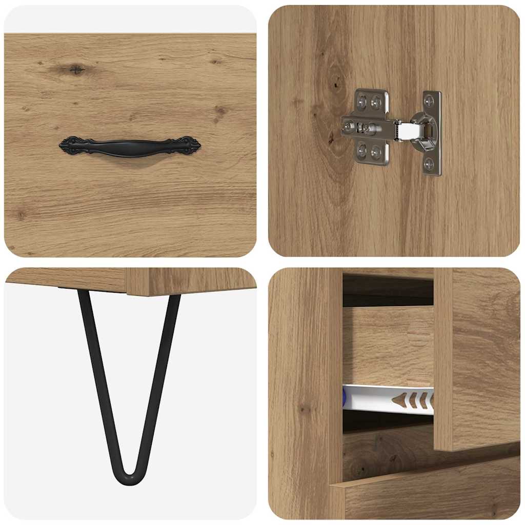 vidaXL Highboard 2 pcs Artisan Oak Engineered Wood and Glass