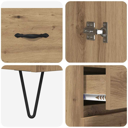 vidaXL Highboard 2 pcs Artisan Oak Engineered Wood and Glass