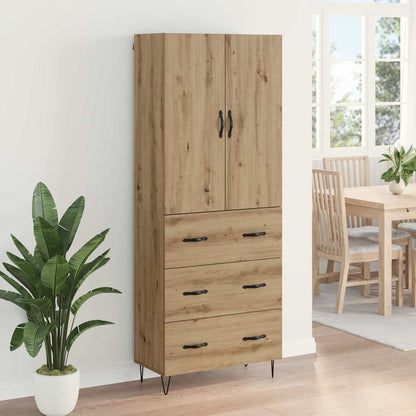 vidaXL Highboard 2 pcs Artisan Oak Engineered Wood and Glass