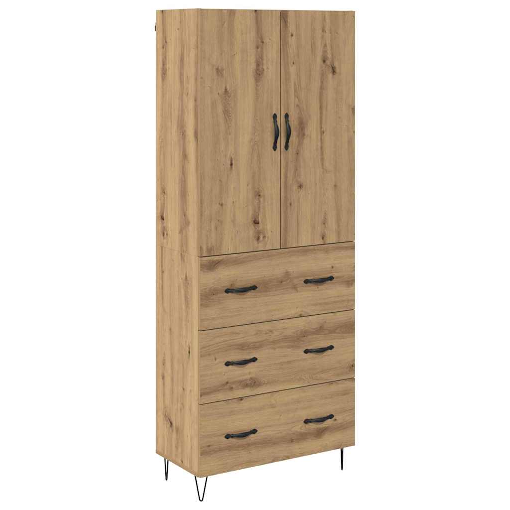 vidaXL Highboard 2 pcs Artisan Oak Engineered Wood and Glass