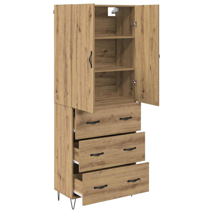 vidaXL Highboard 2 pcs Artisan Oak Engineered Wood and Glass
