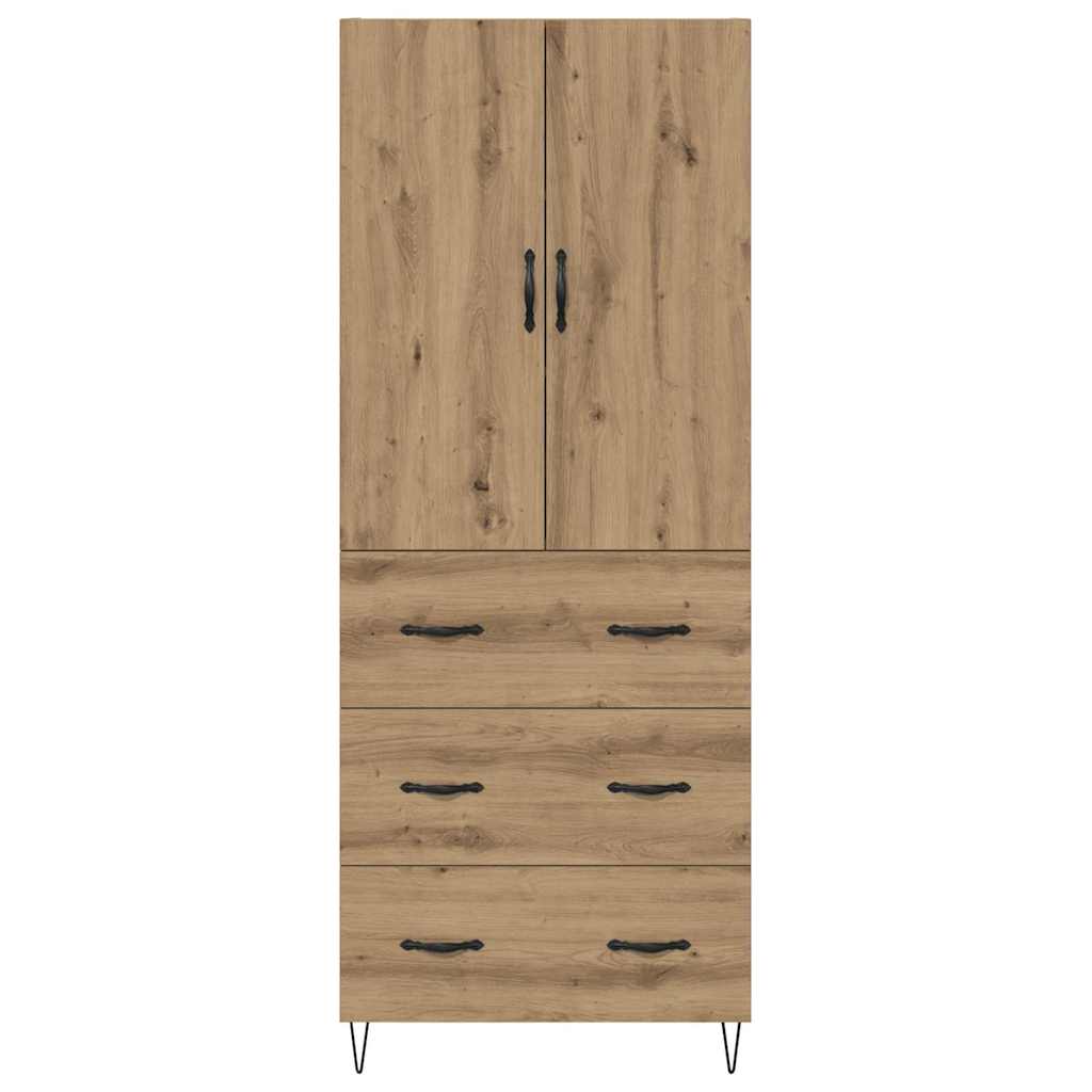 vidaXL Highboard 2 pcs Artisan Oak Engineered Wood and Glass