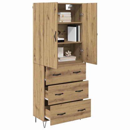 vidaXL Highboard 2 pcs Artisan Oak Engineered Wood and Glass