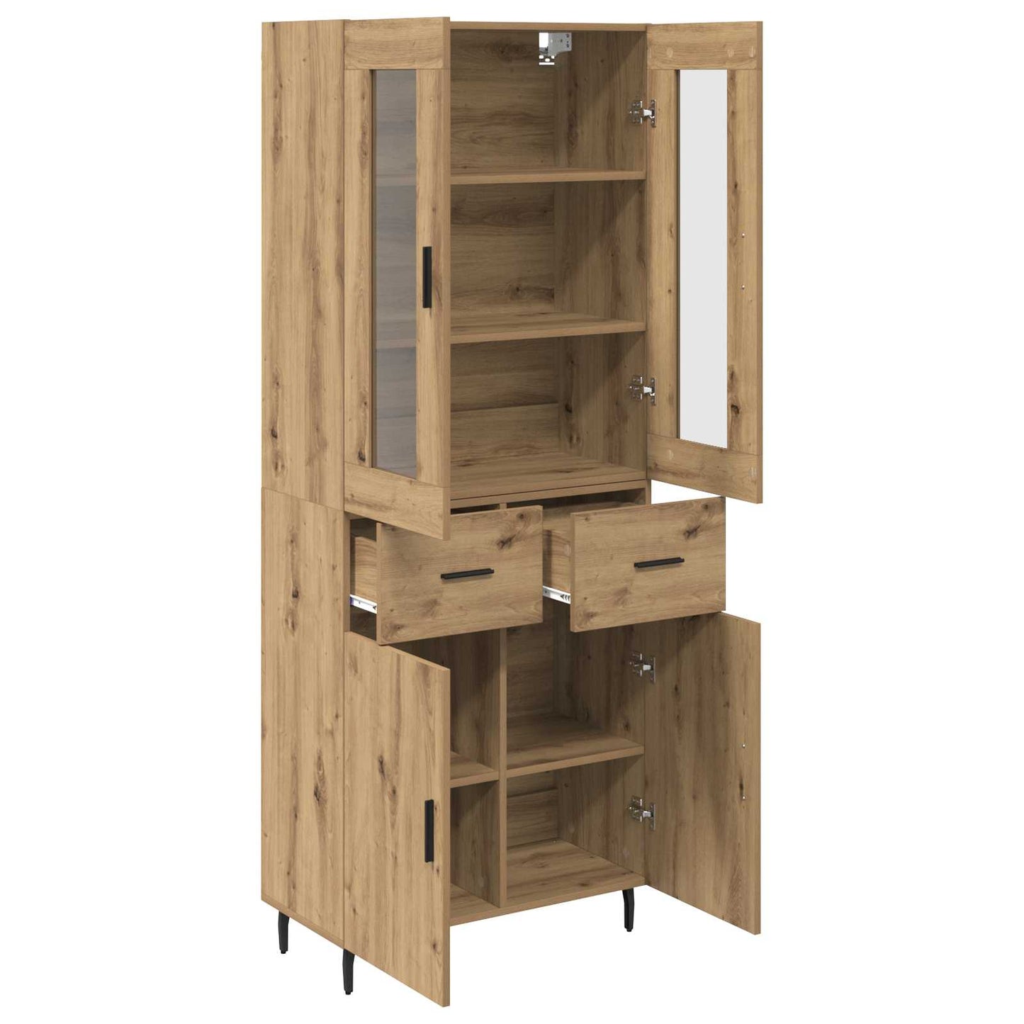vidaXL Highboard with Drawer 2 pcs Artisan Oak Engineered Wood