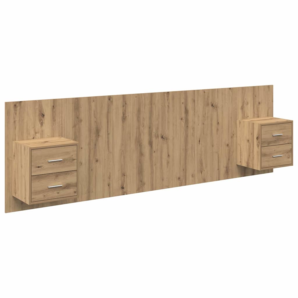 vidaXL Headboard With Cabinet 3 pcs Artisan Oak Engineered Wood