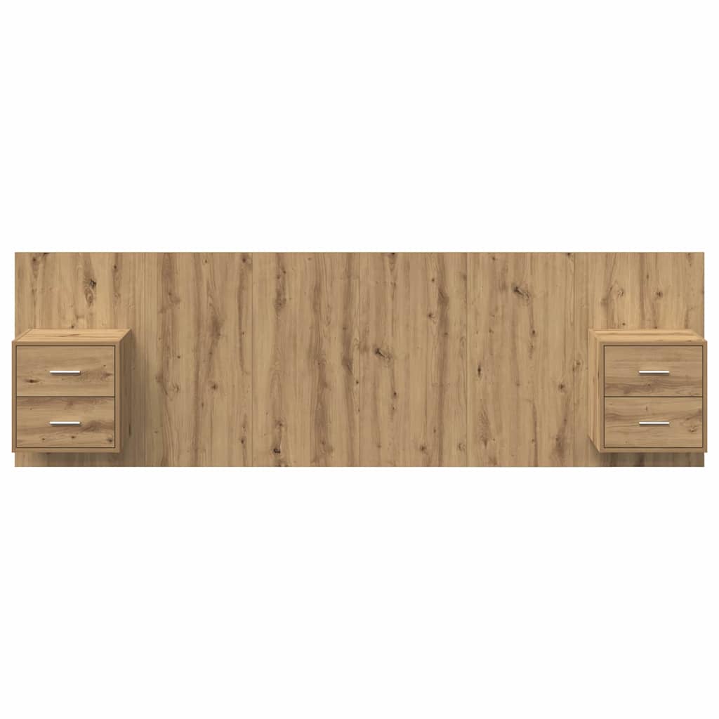 vidaXL Headboard With Cabinet 3 pcs Artisan Oak Engineered Wood