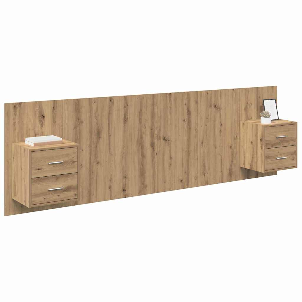 vidaXL Headboard With Cabinet 3 pcs Artisan Oak Engineered Wood