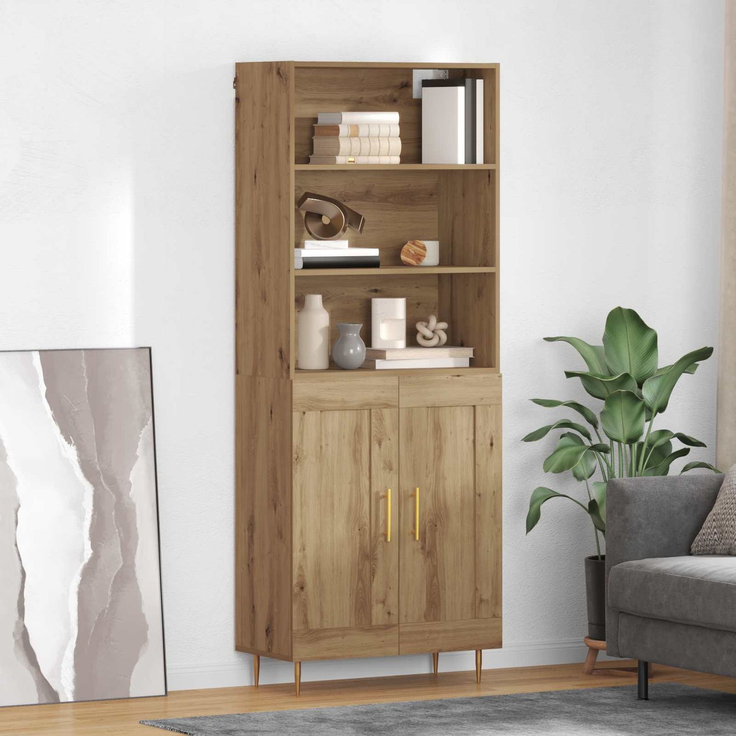 vidaXL Highboard Artisan Oak 69.5 x 34 x 180 cm Engineered Wood