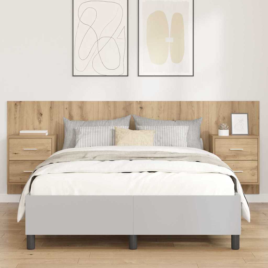 vidaXL Headboard With Cabinet 3 pcs Artisan Oak Engineered Wood