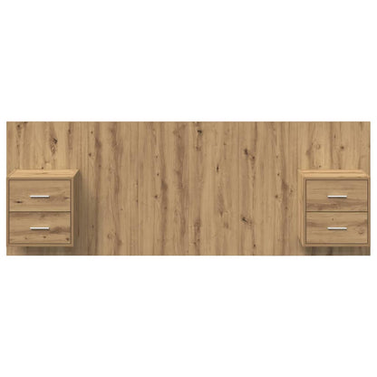 vidaXL Headboard With Cabinet 3 pcs Artisan Oak Engineered Wood