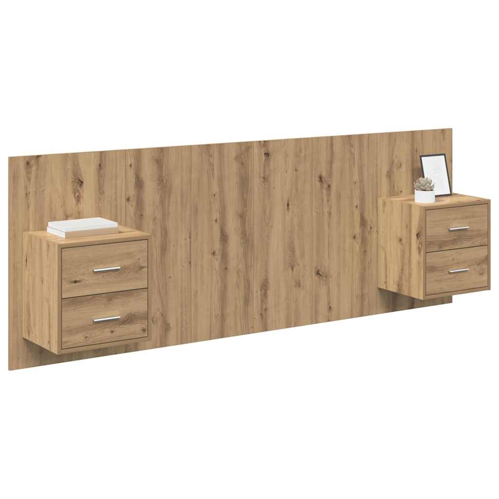 vidaXL Headboard With Cabinet 3 pcs Artisan Oak Engineered Wood