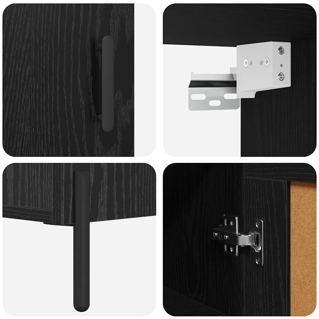 vidaXL Highboard 2 pcs Black Oak Engineered Wood