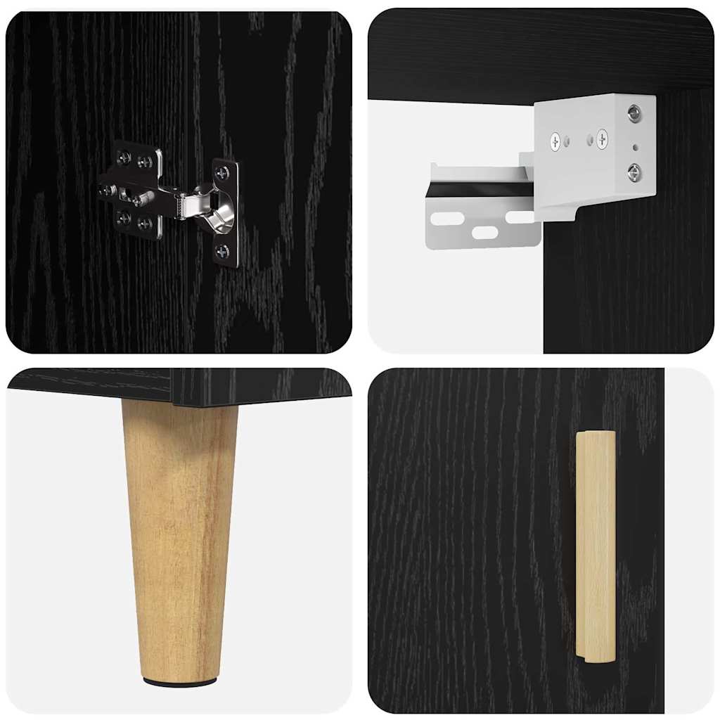 vidaXL Highboard Black Oak 69.5 x 32.5 x 180 cm Engineered Wood