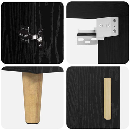 vidaXL Highboard Black Oak 69.5 x 32.5 x 180 cm Engineered Wood