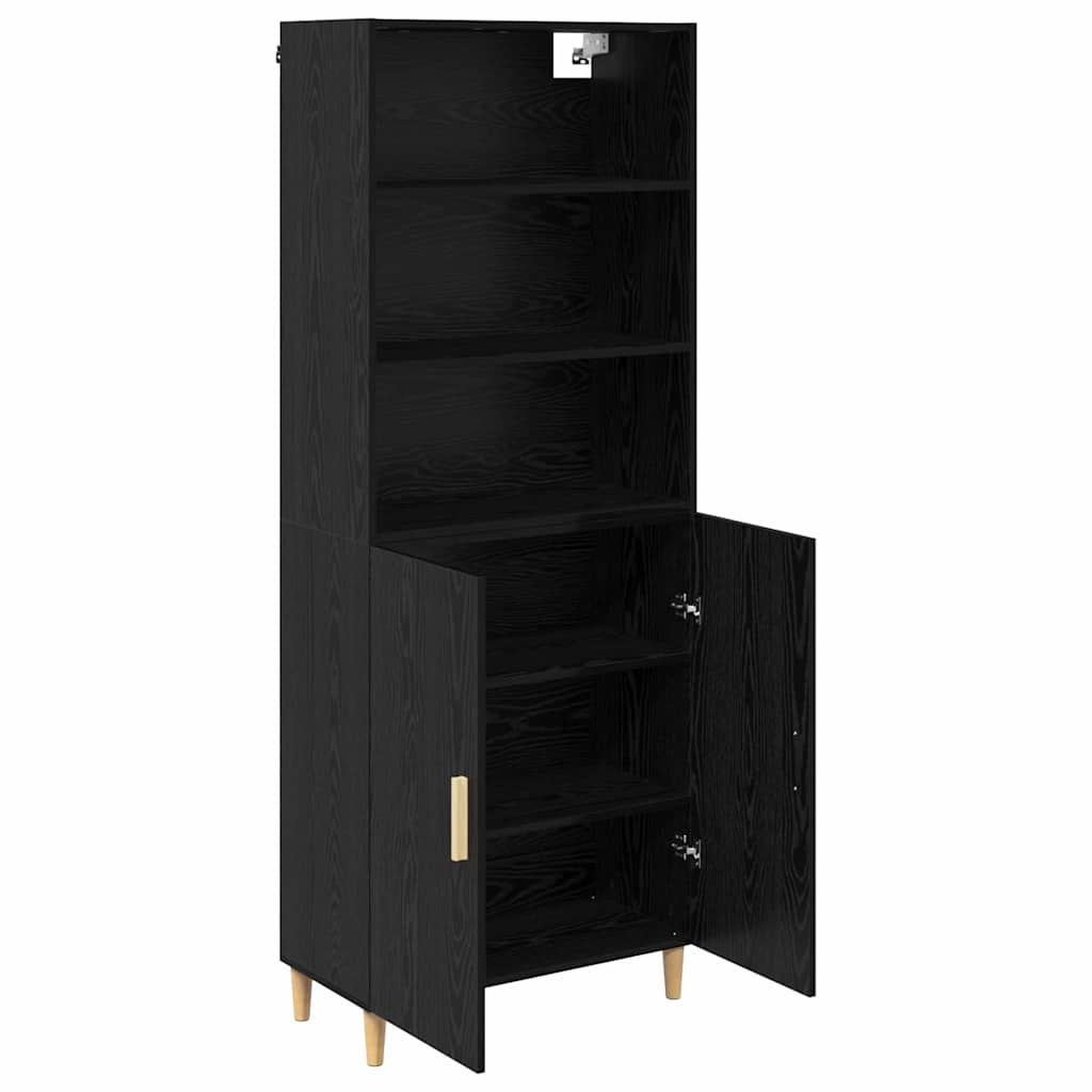 vidaXL Highboard Black Oak 69.5 x 32.5 x 180 cm Engineered Wood