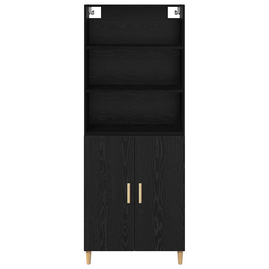 vidaXL Highboard Black Oak 69.5 x 32.5 x 180 cm Engineered Wood