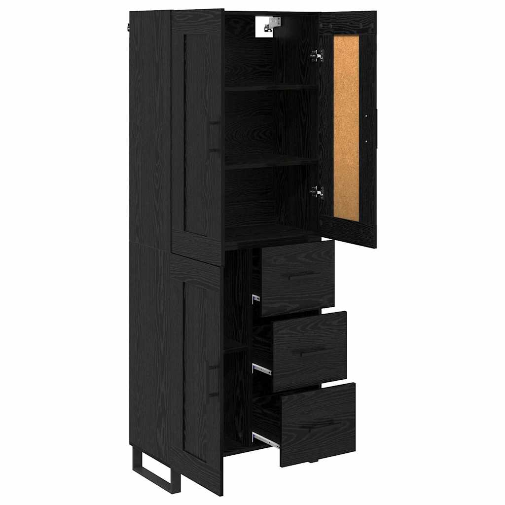 vidaXL Highboard Black Oak 69.5 x 34 x 180 cm Engineered Wood