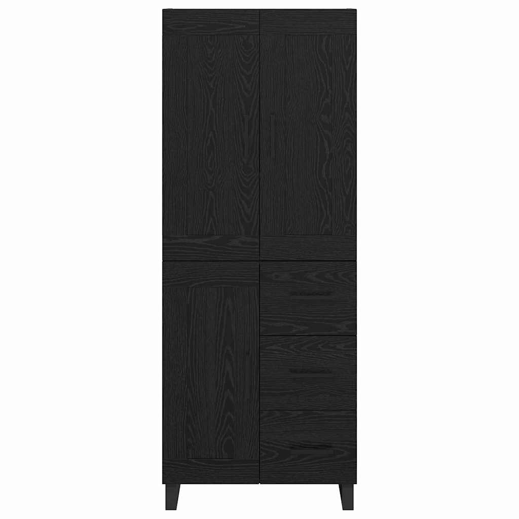 vidaXL Highboard Black Oak 69.5 x 34 x 180 cm Engineered Wood