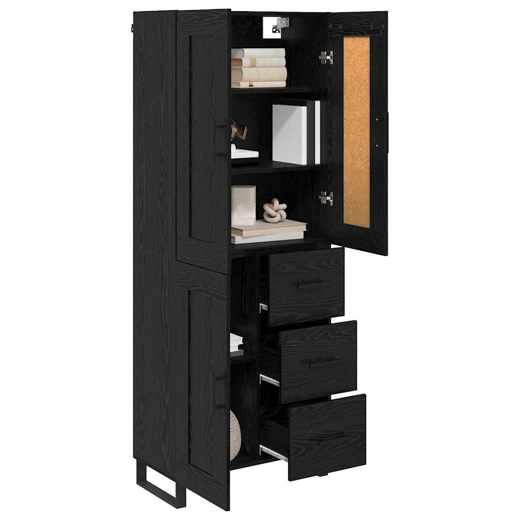 vidaXL Highboard Black Oak 69.5 x 34 x 180 cm Engineered Wood