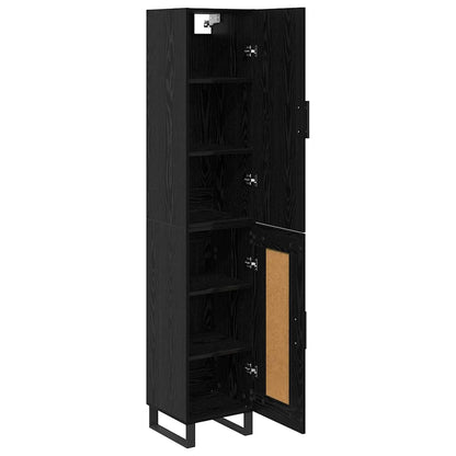 vidaXL Highboard Black Oak 34.5 x 34 x 180 cm Engineered Wood