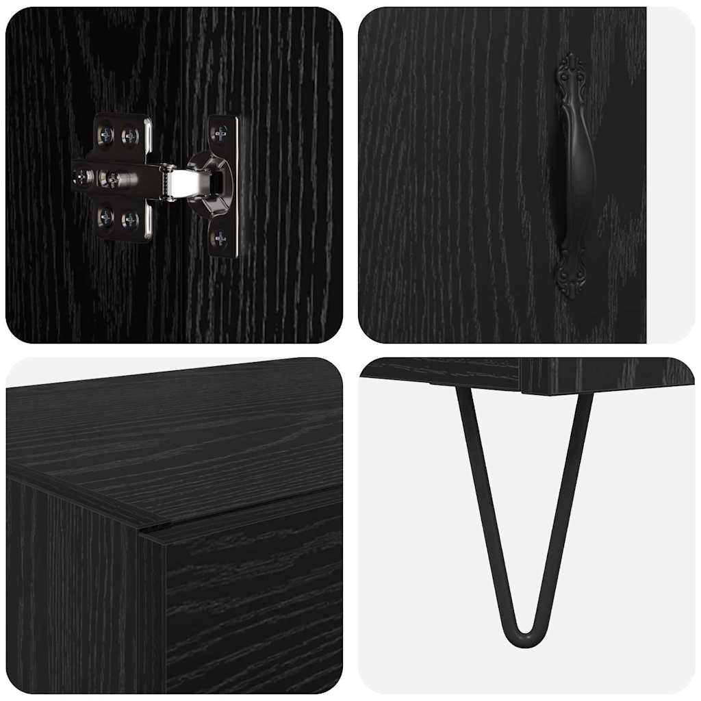 vidaXL Highboard Black Oak 69.5 x 34 x 180 cm Engineered Wood
