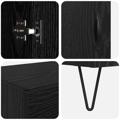 vidaXL Highboard Black Oak 69.5 x 34 x 180 cm Engineered Wood