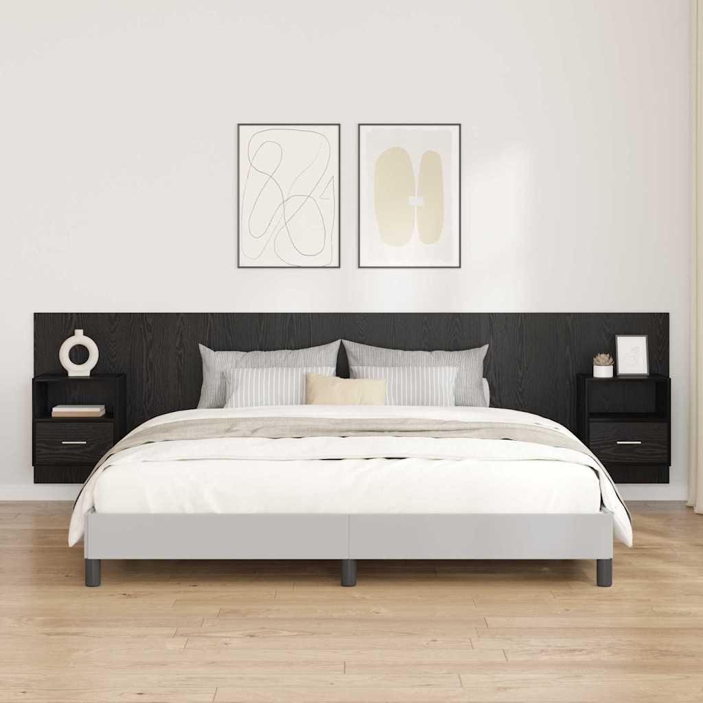 vidaXL Headboard with Cabinet 3 pcs Black Oak Engineered Wood