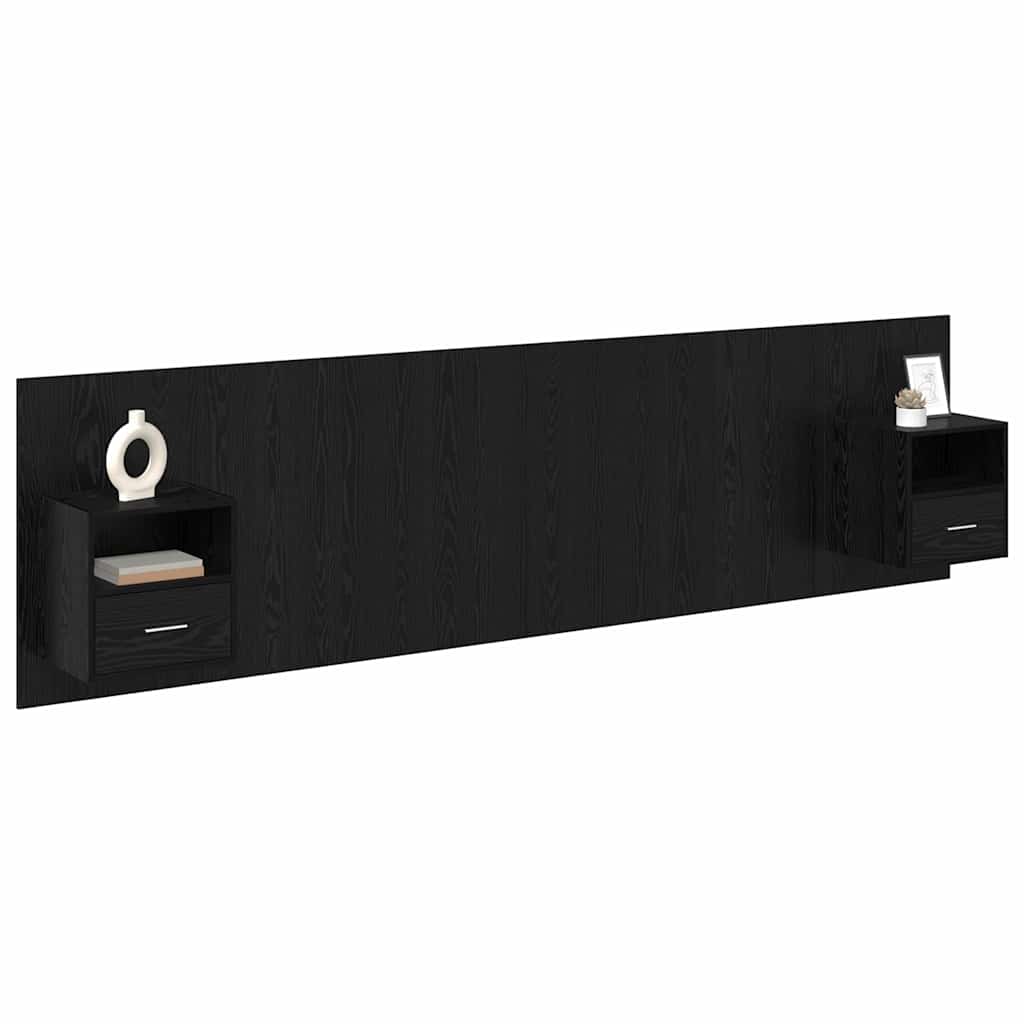 vidaXL Headboard with Cabinet 3 pcs Black Oak Engineered Wood