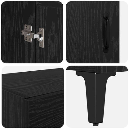 vidaXL Highboard Black Oak 69.5 x 34 x 180 cm Engineered Wood