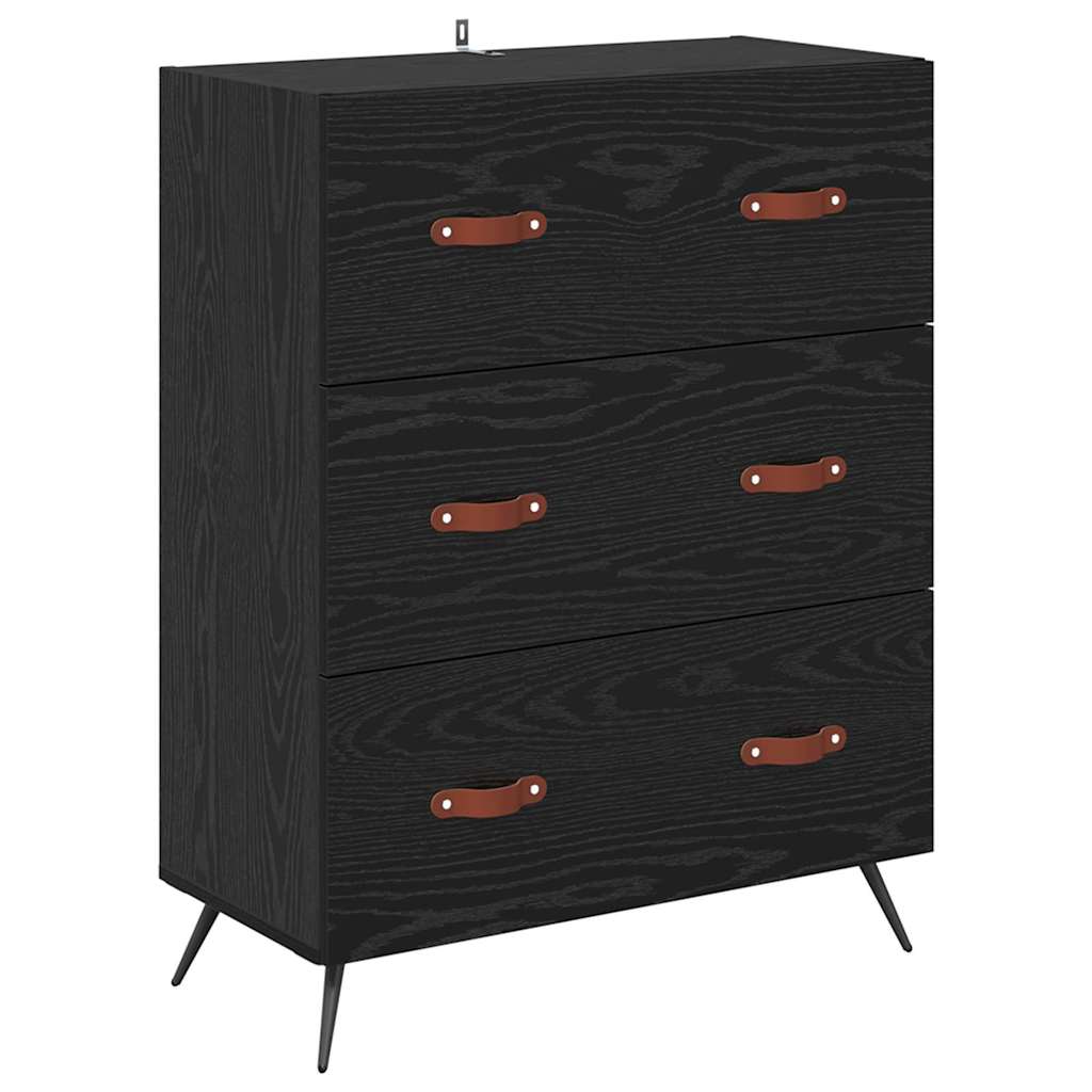 vidaXL Highboard Cabinet with Shelf 2 pcs Black Oak Engineered Wood