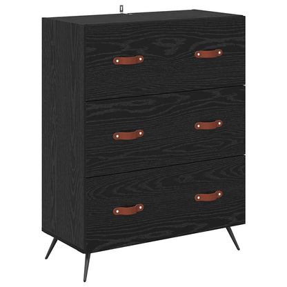 vidaXL Highboard Cabinet with Shelf 2 pcs Black Oak Engineered Wood