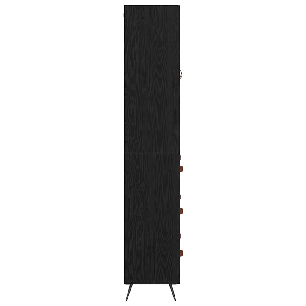 vidaXL Highboard Cabinet with Shelf 2 pcs Black Oak Engineered Wood