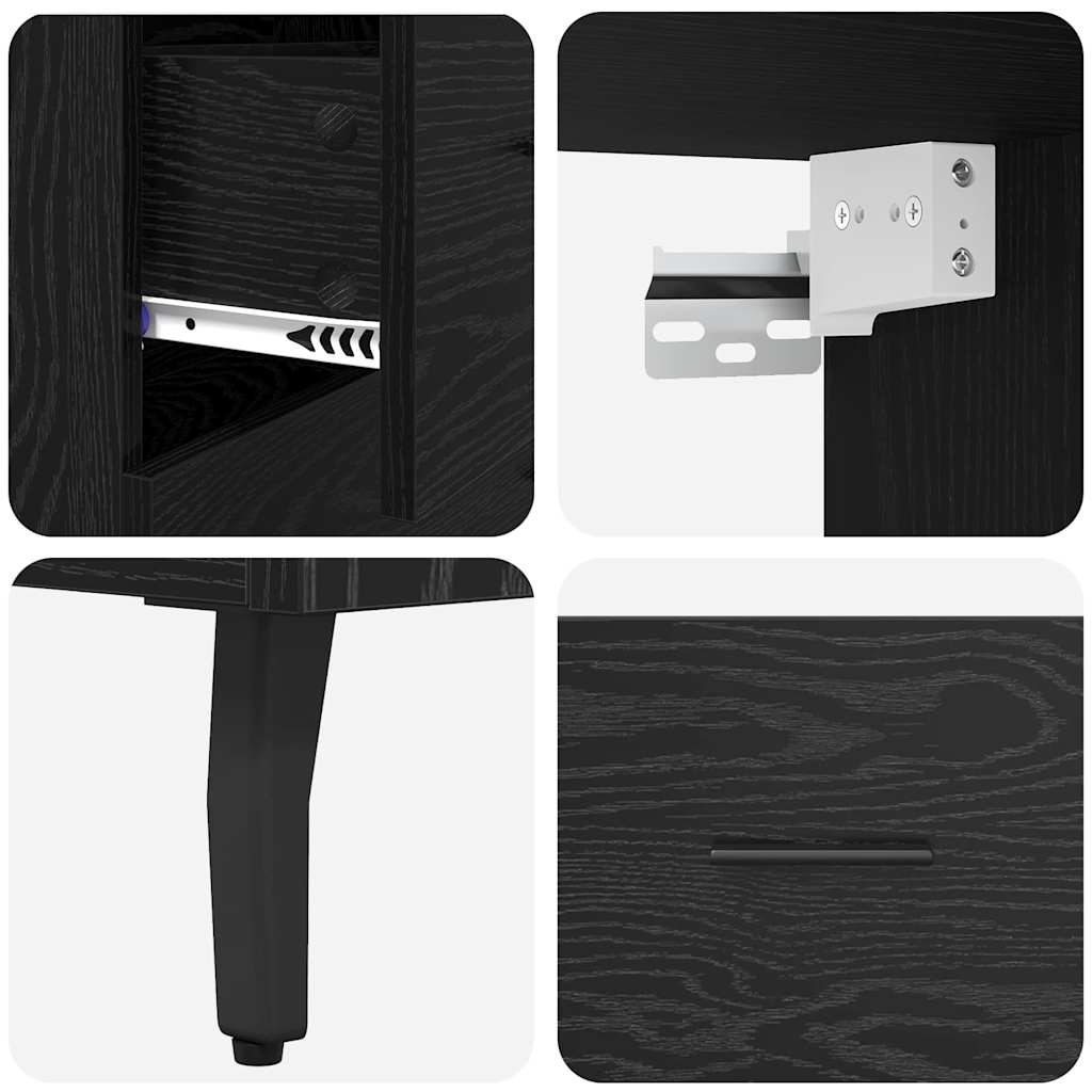 vidaXL Highboard with Drawer Black Oak 69.5 x 34 x 180 cm