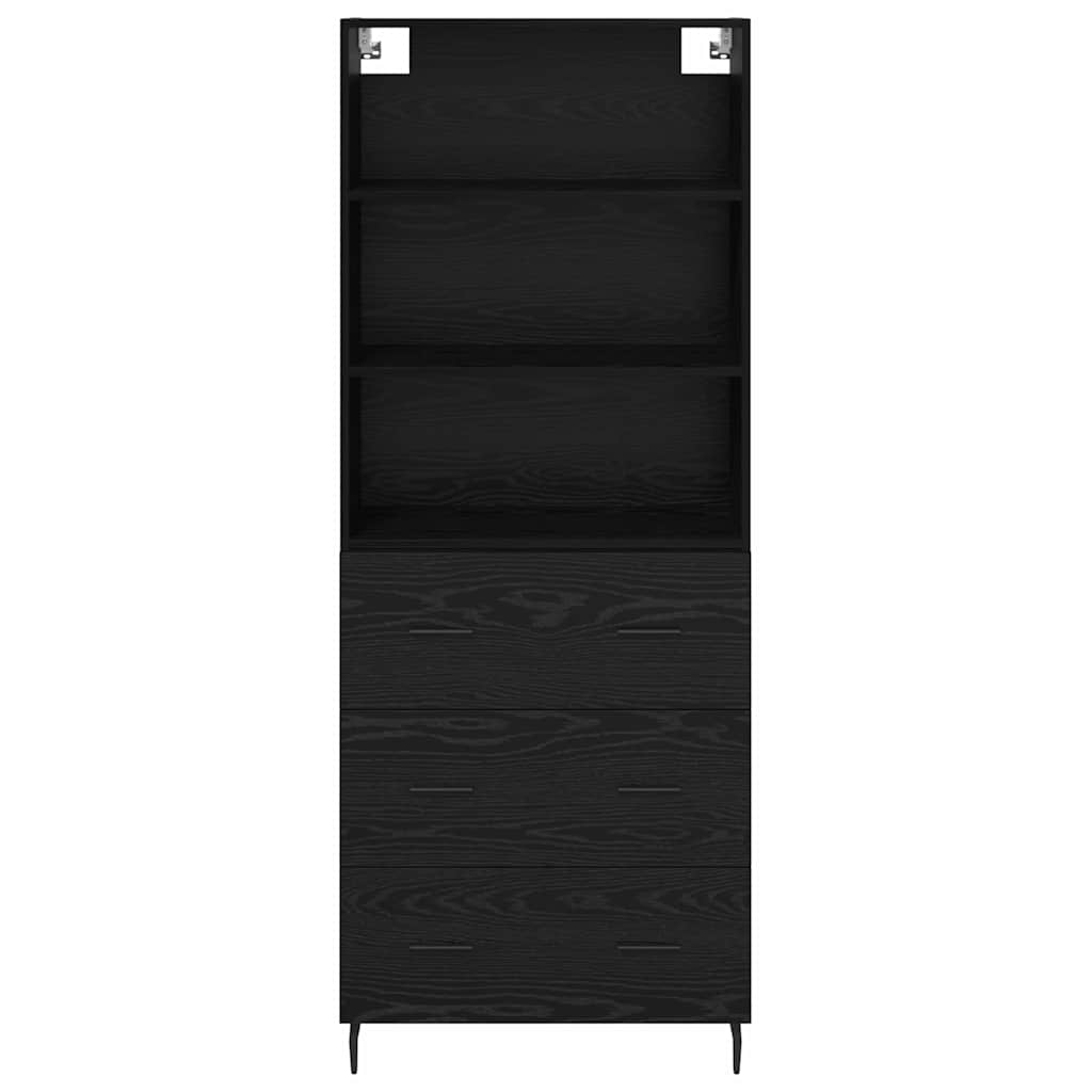 vidaXL Highboard with Drawer Black Oak 69.5 x 34 x 180 cm
