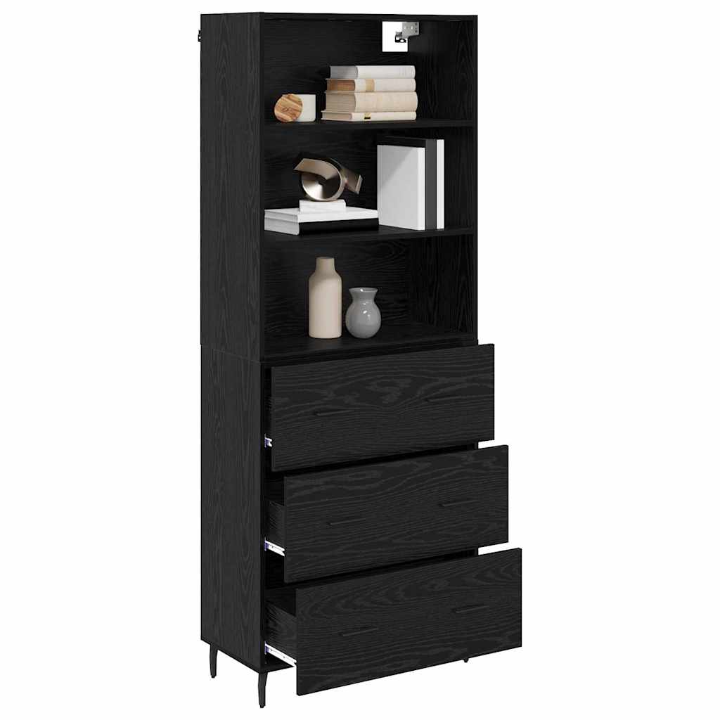 vidaXL Highboard with Drawer Black Oak 69.5 x 34 x 180 cm