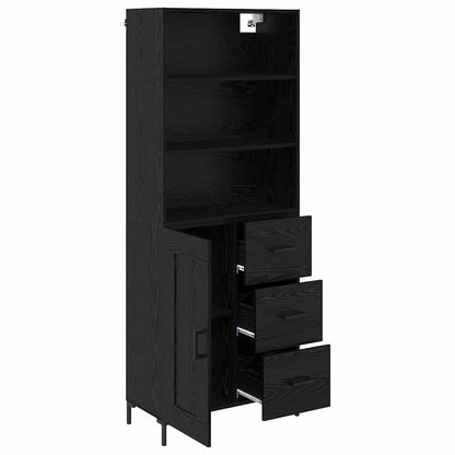 vidaXL Highboard Black Oak 69.5 x 34 x 180 cm Engineered Wood