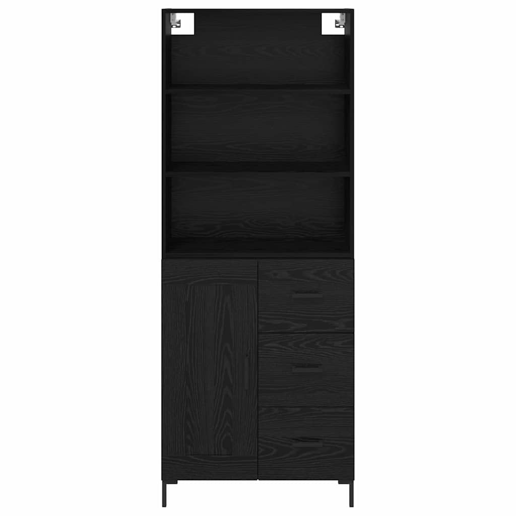 vidaXL Highboard Black Oak 69.5 x 34 x 180 cm Engineered Wood