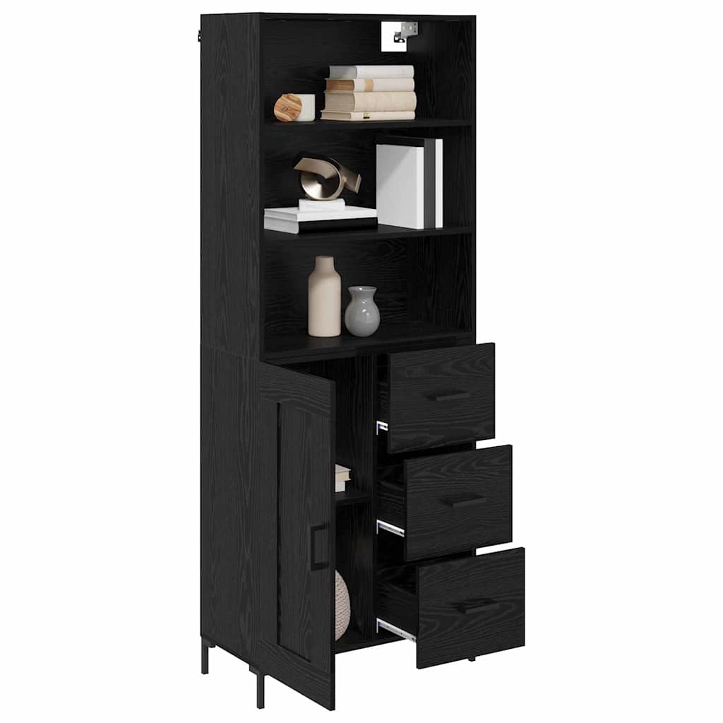 vidaXL Highboard Black Oak 69.5 x 34 x 180 cm Engineered Wood