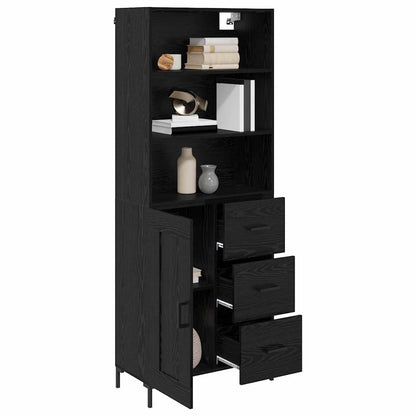 vidaXL Highboard Black Oak 69.5 x 34 x 180 cm Engineered Wood
