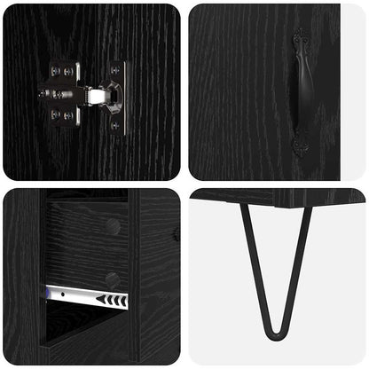 vidaXL Highboard Black Oak 69.5 x 34 x 180 cm Engineered Wood