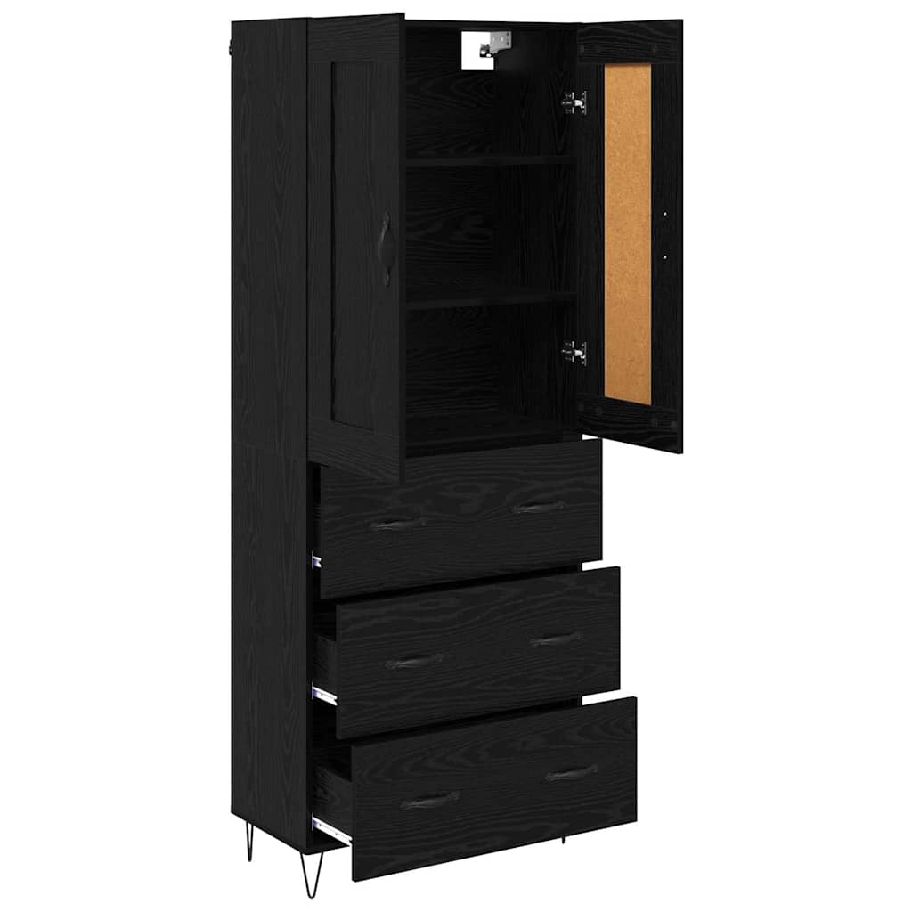 vidaXL Highboard Black Oak 69.5 x 34 x 180 cm Engineered Wood