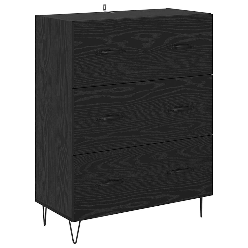 vidaXL Highboard Black Oak 69.5 x 34 x 180 cm Engineered Wood