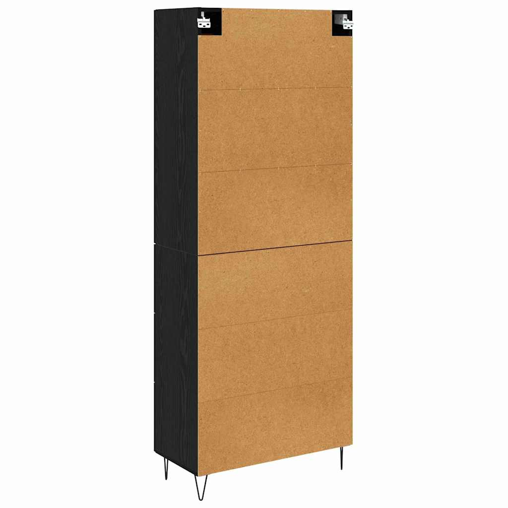 vidaXL Highboard Black Oak 69.5 x 34 x 180 cm Engineered Wood